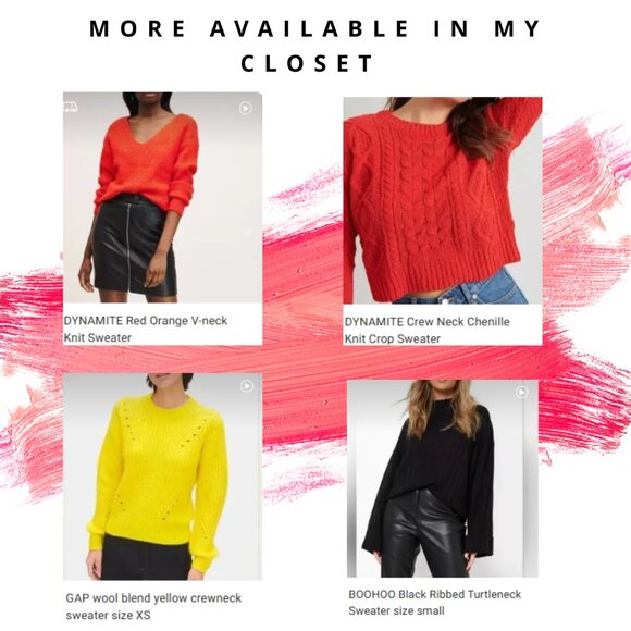 DYNAMITE Red Orange V-neck Knit Sweater - Picture 10 of 11